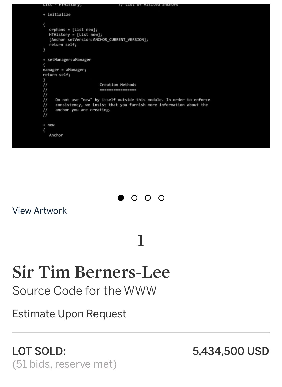NFT : Tim Berners-Lee vend une image du code source du Web pour 5,4 millions $